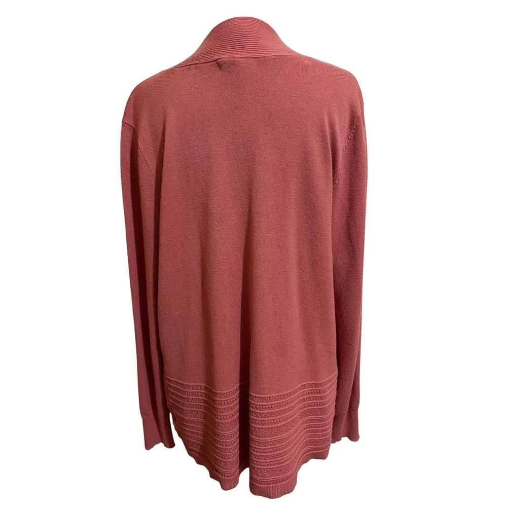 Lety & Me Dusty Rose Open Front Knit M Layering Cardigan Textured Hem Drape - Picture 5 of 5